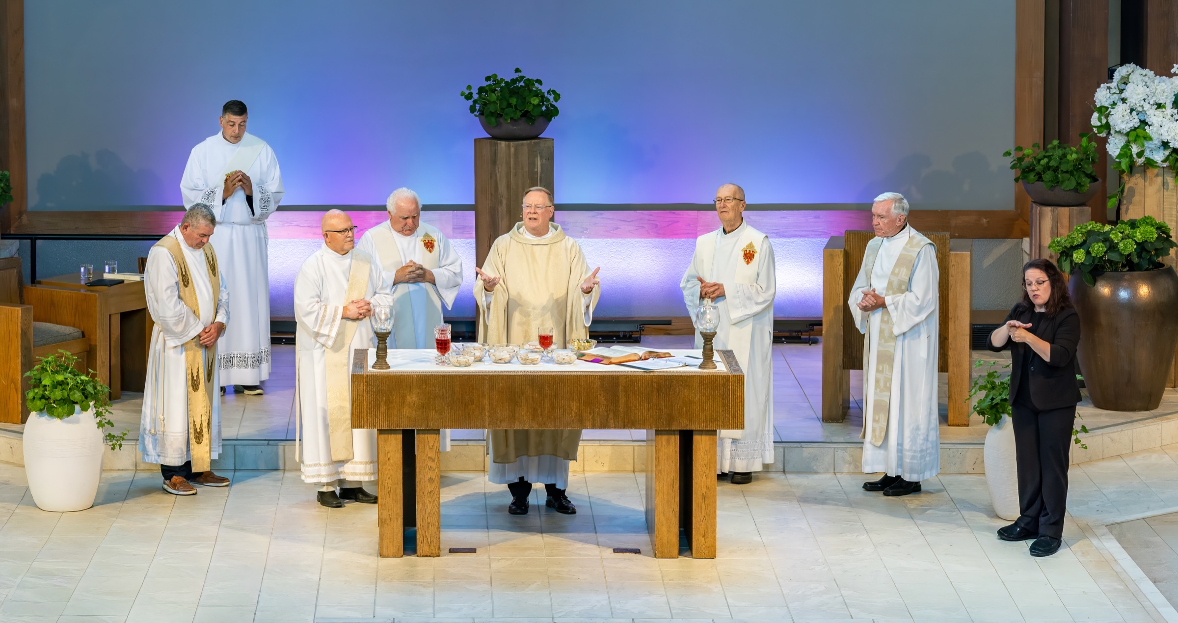 Celebrating Mass at Holy Family